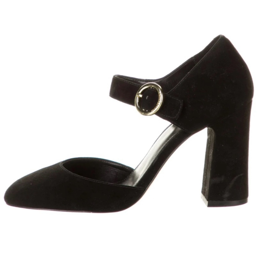 MICHAEL KORS D’Orsay Black Suede Leather Mary Jane Heels Shoes Classic Feminine